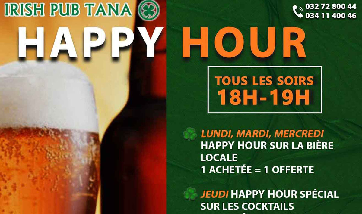 HAPPY HOUR TOUS LES JOURS CHEZ IRISH PUB